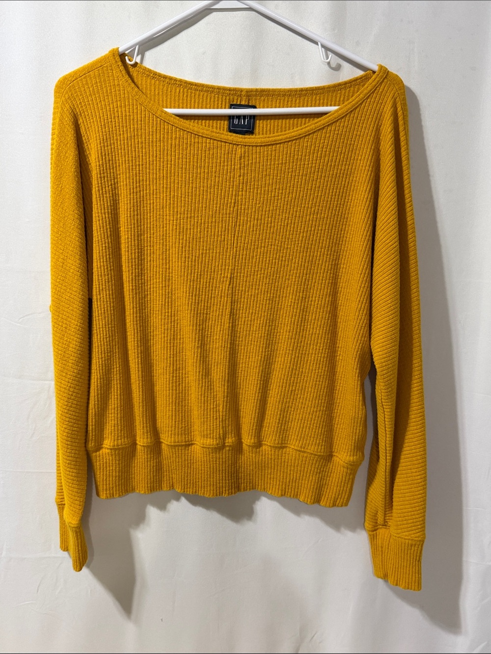 GAP Mustard Waffle-Knit Boatneck Sweater